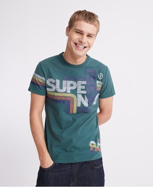 Superdry Retro Férfi Pólók Zöld | UKVSC5372